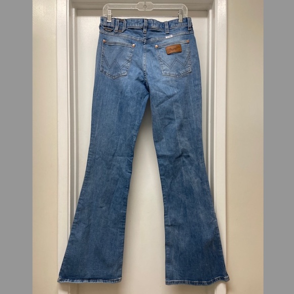 EUC WRANGLER + STAUD The Bikini‎ Jean Flare Slits Blue Jeans - Picture 11 of 14